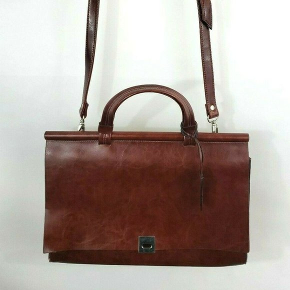 Rina Rich Handbags - Rina Rich Burgandy Red Leather Briefcase Crossbody